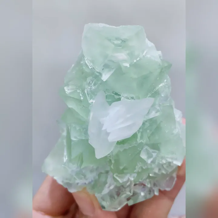 Natural Green Fluorite & Calcite, Mineral Specimen: Xianghualing,Hunan 65*70*40MM - image 4