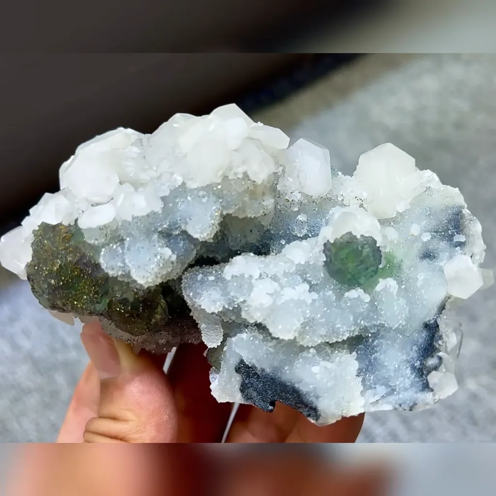 Natural Green Fluorite coexisting with Pyrite and Calcite comes from Fujian,China 100*65*40MM - image 2