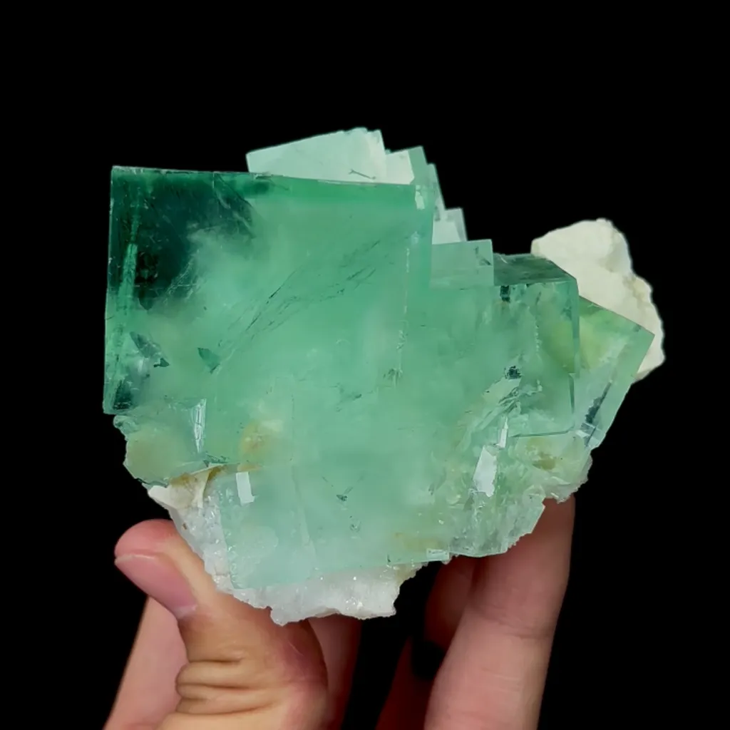 Natural Green Fluorite Ladder Pattern Mineral Specimen,Crystal Clear Green Fluorite:ZheJiang(85*80*65mm) - image 6