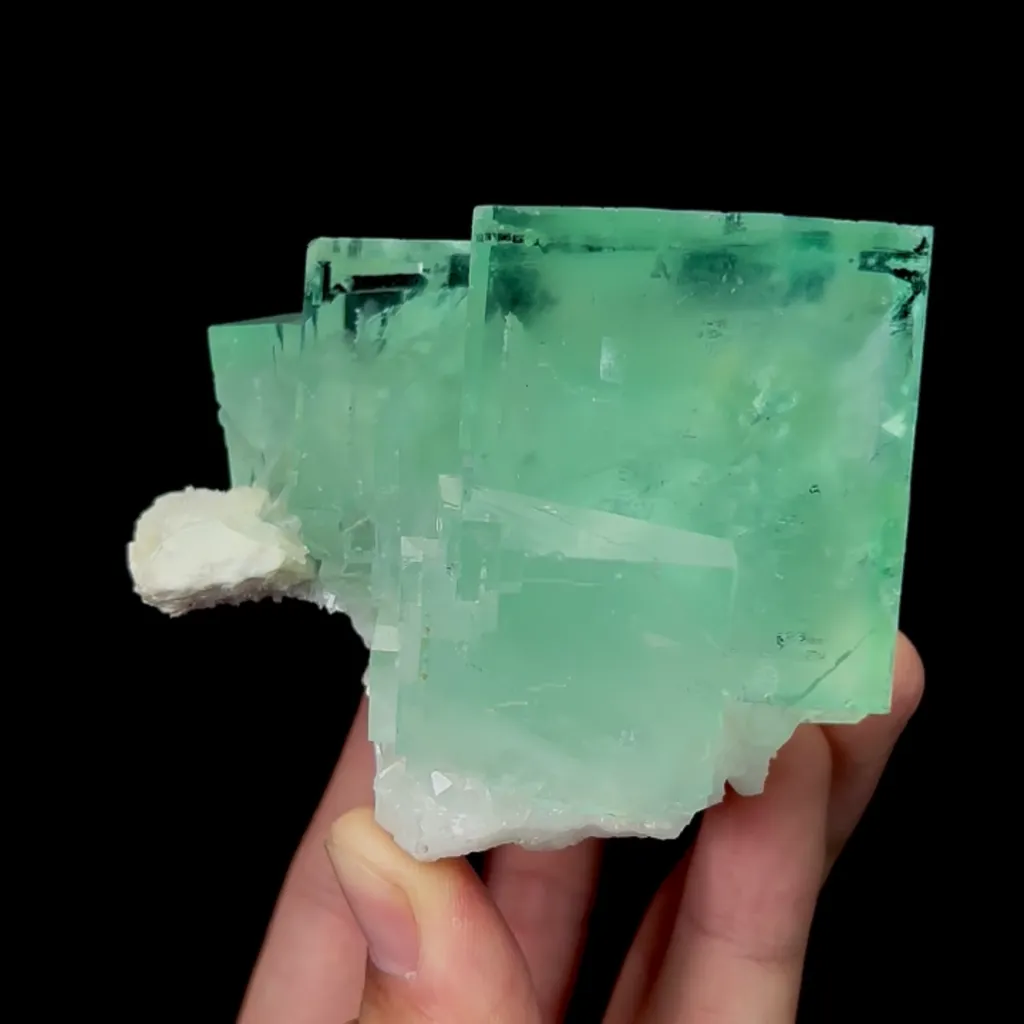 Natural Green Fluorite Ladder Pattern Mineral Specimen,Crystal Clear Green Fluorite:ZheJiang(85*80*65mm) - image 2