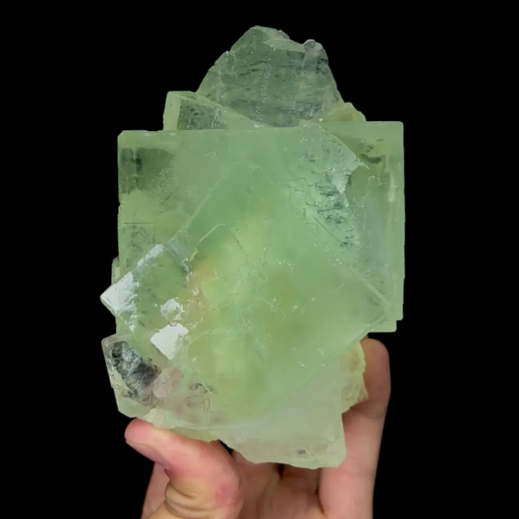 Natural Green Fluorite Ladder Pattern Mineral Specimen,Xianghua Hill Green Fluorite:Hunan(110*115*60mm) image