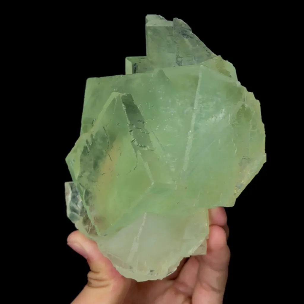 Natural Green Fluorite Ladder Pattern Mineral Specimen,Xianghua Hill Green Fluorite:Hunan(110*115*60mm) - image 2