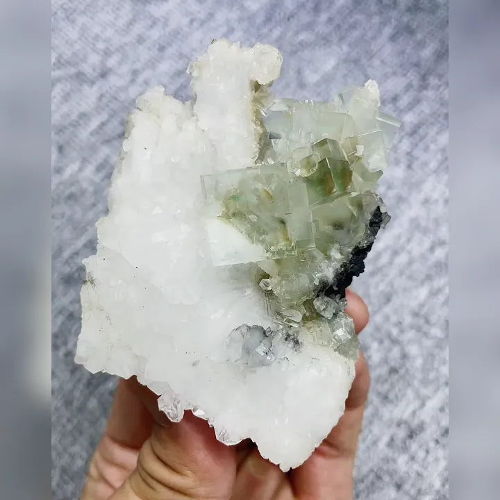 Natural Green Fluorite & Quartz, Mineral Specimen: Zhejiang,China 60*70*30MM - image 4