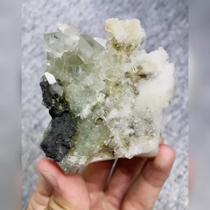 Natural Green Fluorite & Quartz, Mineral Specimen: Zhejiang,China 60*70*30MM - image 3