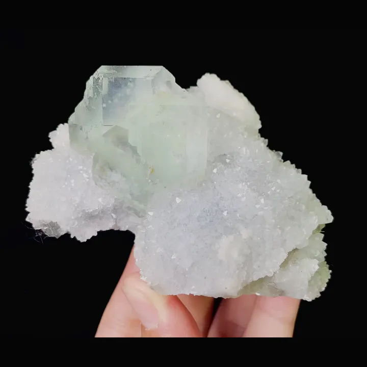 Natural Green Fluorite & Quartz, Mineral Specimen: Zhejiang,China (95*70*45MM) image