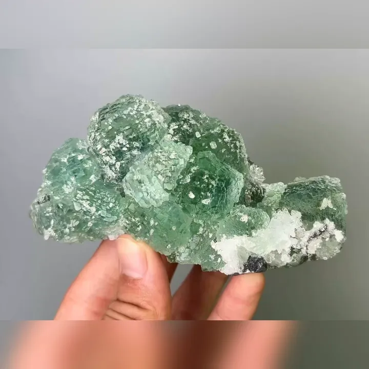 Natural Green Fluorite & Quartz,Mineral Specimen:Fujian,China (115*55*50MM) image
