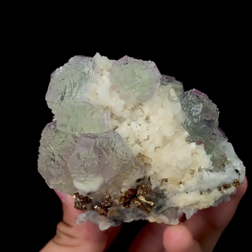 Natural Green Fluorite Spherality Mineral Specimen,High quality ladder pattern Mineral Specimen:ShangBao Hunan（80*70*60mm) - image 2