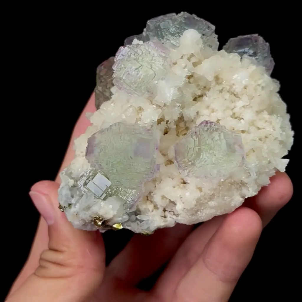 Natural Green Fluorite Spherality Mineral Specimen,High quality ladder pattern Mineral Specimen:ShangBao Hunan（80*70*60mm) - image 6