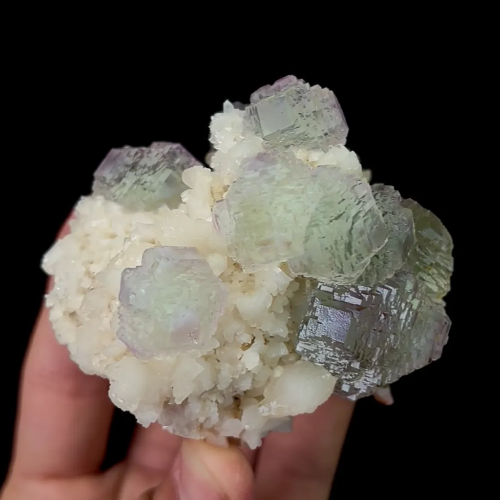 Natural Green Fluorite Spherality Mineral Specimen,High quality ladder pattern Mineral Specimen:ShangBao Hunan（80*70*60mm) - image 4