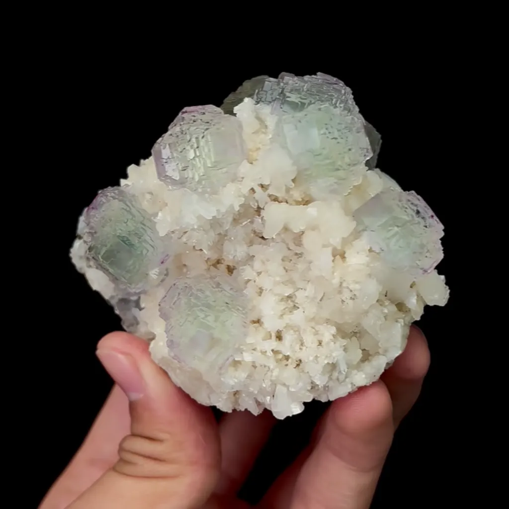 Natural Green Fluorite Spherality Mineral Specimen,High quality ladder pattern Mineral Specimen:ShangBao Hunan（80*70*60mm) - image 7