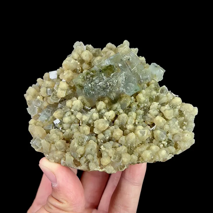 Natural Green Fluorite with Mica and Quartz, Mineral Specimen:Yaogangxian,Hunan (100*90*40MM) image