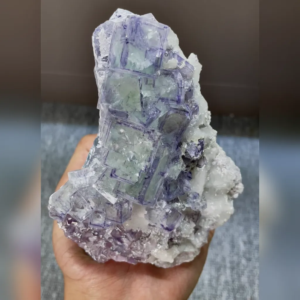 Natural Green Fluorite with Purple Edges comes from Zhejiang,China 95*130*50MM image