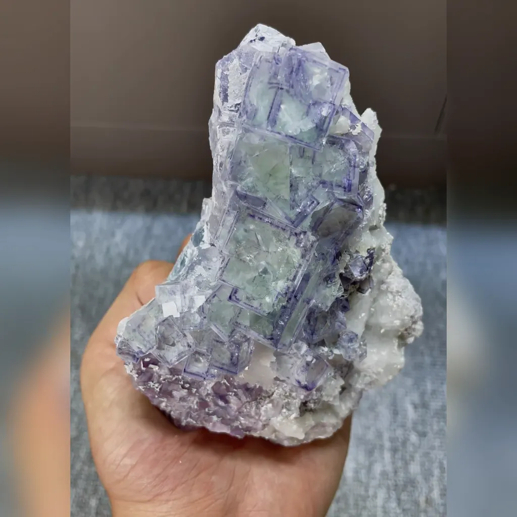 Natural Green Fluorite with Purple Edges comes from Zhejiang,China 95*130*50MM - image 3