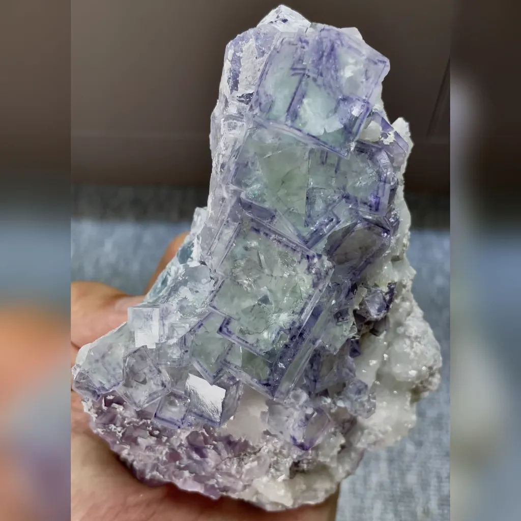 Natural Green Fluorite with Purple Edges comes from Zhejiang,China 95*130*50MM - image 2