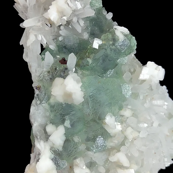 Natural Green Fluorite with Quartz and Dolomite, Mineral Specimen: Shangbao,Hunan (110*125*45MM) - image 3