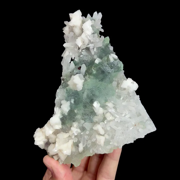 Natural Green Fluorite with Quartz and Dolomite, Mineral Specimen: Shangbao,Hunan (110*125*45MM) image