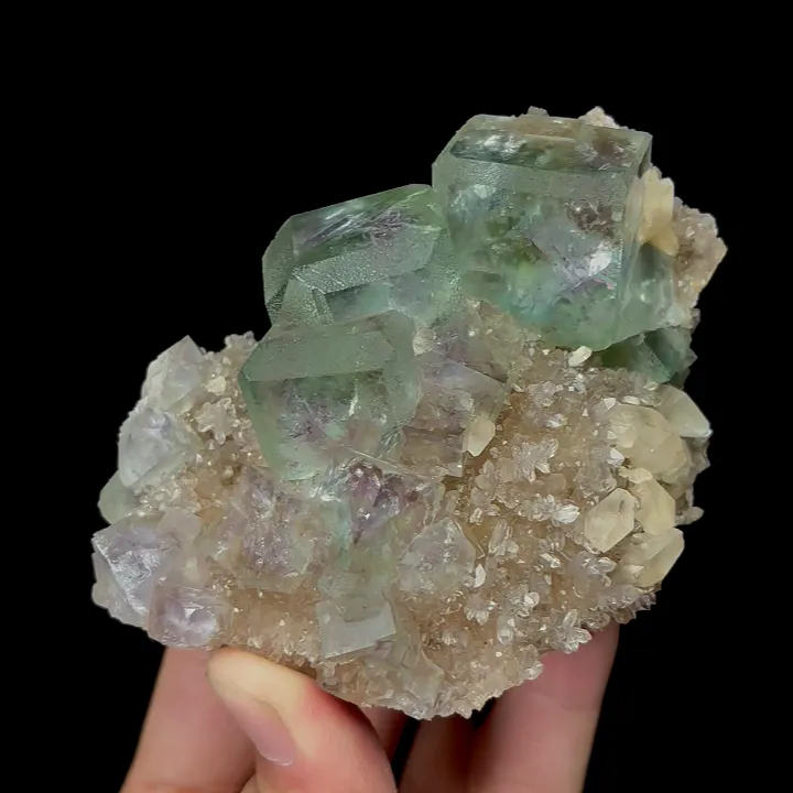 Natural Green Fluorite,Ladder Pattern Mineral Specimen:ZHEJIANG,China (105*65*50mm) image
