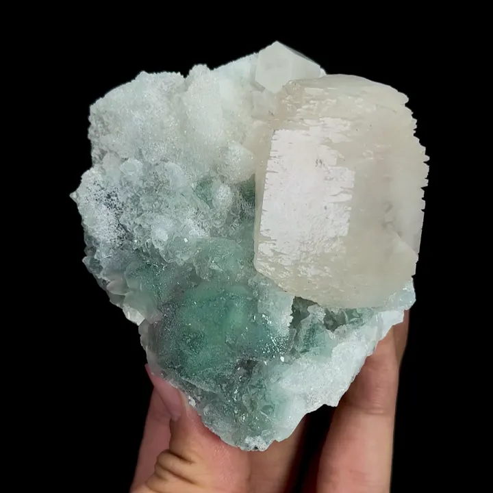Natural Green Octahedral Fluorite and Calcite, Mineral Specimen:Inner Mongolia,China (75*85*40MM) - image 7