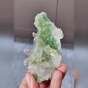 Natural Green Octahedral Fluorite and Quartz Cluster Symbiosis comes from Fujian,China 40*90*25MM - image 1