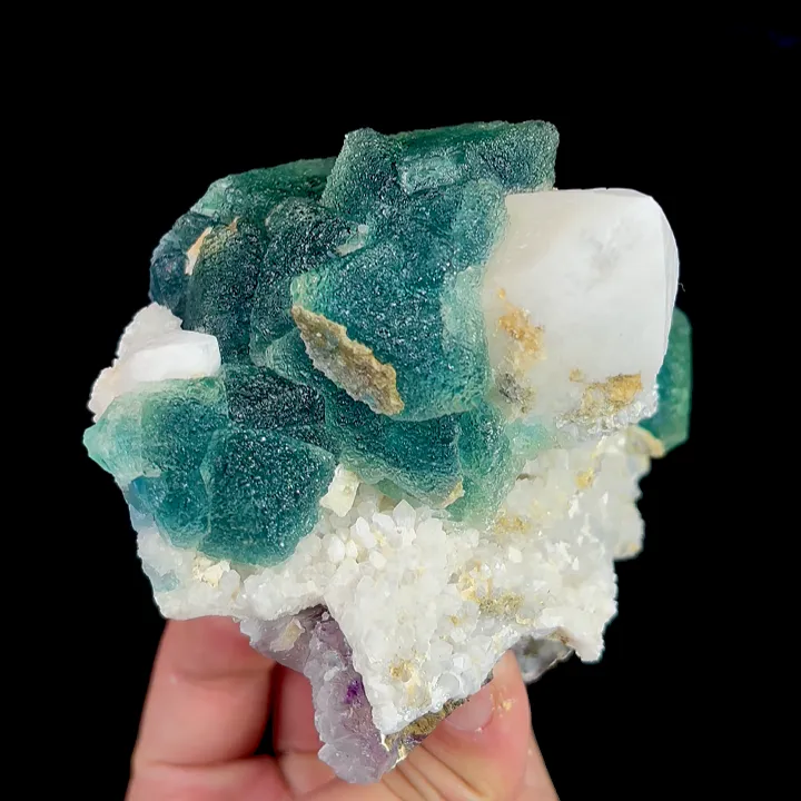 Natural Green Octahedral Fluorite and Quartz, Mineral Specimen: Inner Mongolia,China (115*85*75MM) - image 2