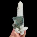 Natural Green Octahedral Fluorite and Quartz, Mineral Specimen: Inner Mongolia,China (60*40*130MM) - image 1