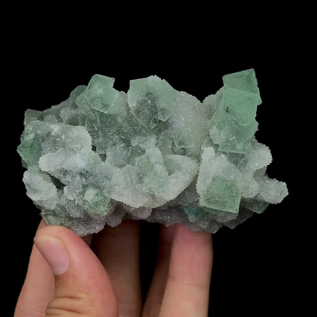 Natural Green Octahedral Fluorite and Quartz Mineral Specimen,High Quality Specimen,FUJIAN,CHINA(80*45*45mm) - image 4