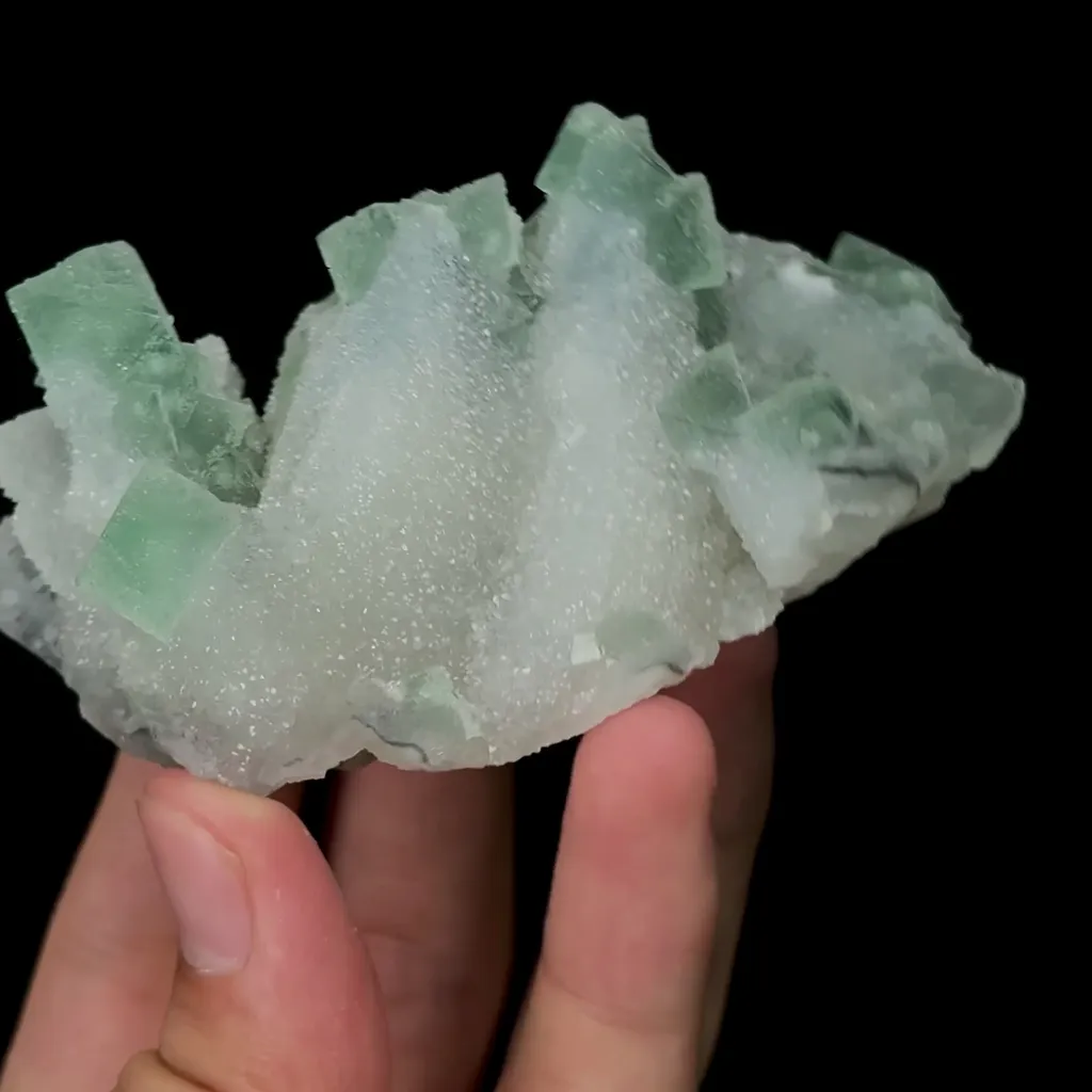 Natural Green Octahedral Fluorite and Quartz Mineral Specimen,High Quality Specimen,FUJIAN,CHINA(80*45*45mm) image