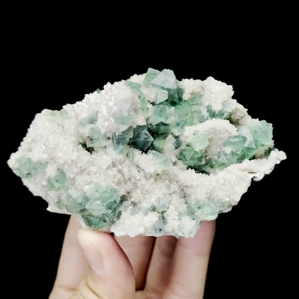 Natural Green Octahedral Fluorite and Quartz Mineral Specimen,High Quality Specimen,INNER MONGOLIA,CHINA(111*74*56mm) - image 3
