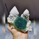 Natural Green Octahedral Fluorite and Quartz Symbiosis comes from Inner Mongolia,China 120*80*90MM - image 1