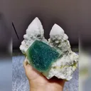 Natural Green Octahedral Fluorite and Quartz Symbiosis comes from Inner Mongolia,China 120*80*90MM - image 6