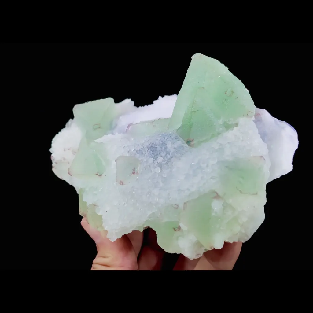 Natural Green Octahedral Fluorite and Quartz Symbiosis comes from Zhejiang,China 125*85*55MM - image 3