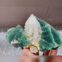 Natural Green Octahedral Fluorite and Quartz Tower Symbiosis  comes from Inner Mongolia,China 140*95*65MM - image 2