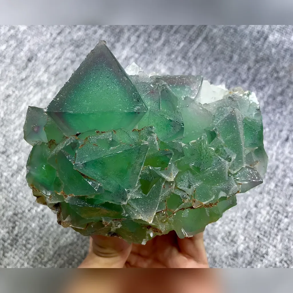 Natural Green Octahedral Fluorite comes from Inner Mongolia,China 120*100*55MM image