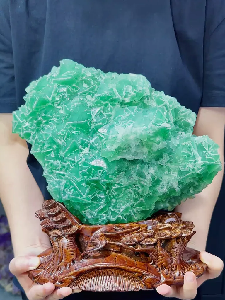 Natural Green Octahedral Fluorite comes from Zhejiang,China 300*190*150MM - image 2