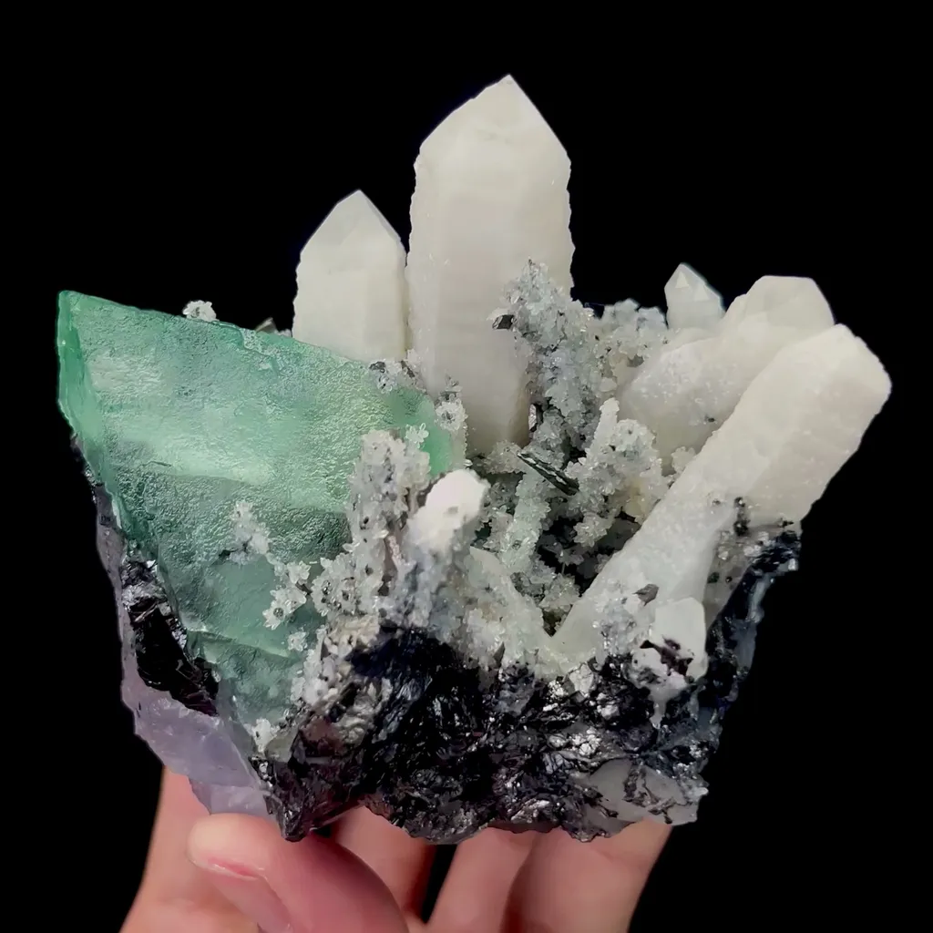 Natural Green Octahedral Fluorite with Crystal Mineral Specimen,High Quality Specimen,HUANGGANG,INNER MONGOLIA,CHINA(103*87*80mm) image