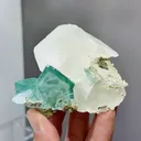 Natural Green Phantom Fluorite and Calcite coexist comes from Xianghualing,Hunan 75*27*70MM - image 1