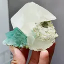 Natural Green Phantom Fluorite and Calcite coexist comes from Xianghualing,Hunan 75*27*70MM - image 2