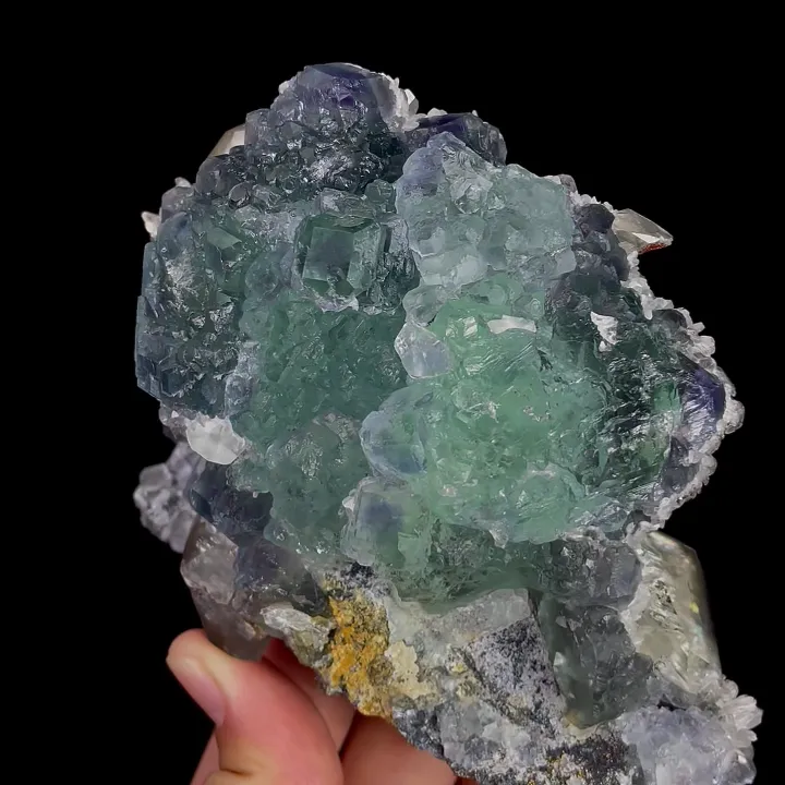 Natural Green Phantom Fluorite and Calcite, Mineral Specimen: Fujian,China (115*90*45MM) image