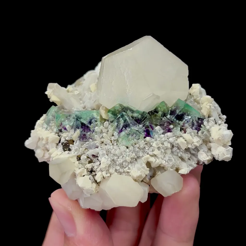 Natural Green Phantom Fluorite and Calcite Mineral Specimen,High Quality Specimen,INNER MONGOLIA,CHINA(70*60*40mm) image