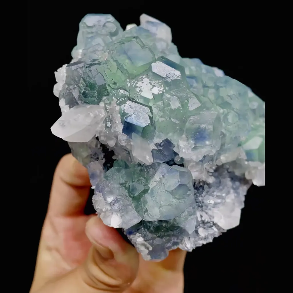Natural Green Phantom Fluorite and Calcite Symbiosis comes from Fujian,China 115*105*60MM - image 4