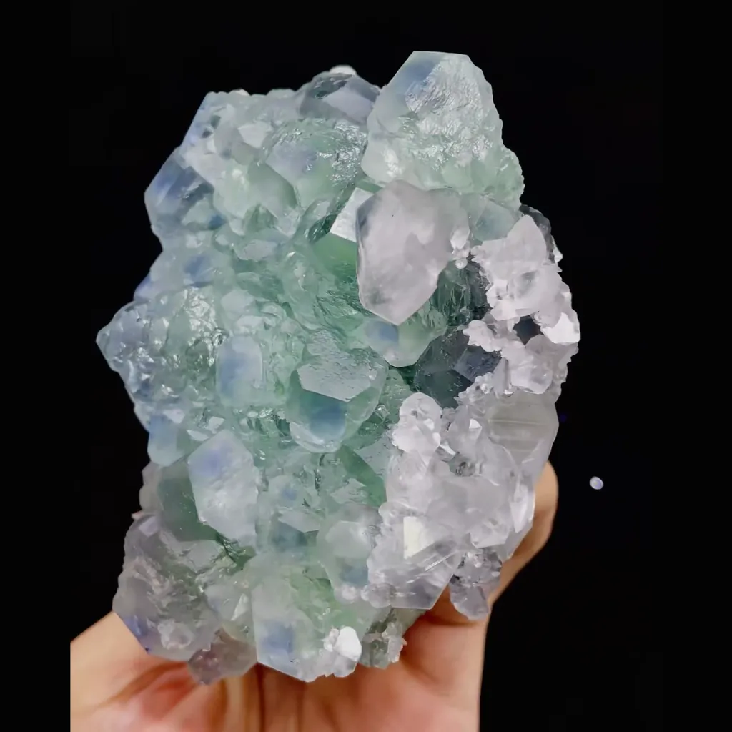 Natural Green Phantom Fluorite and Calcite Symbiosis comes from Fujian,China 115*105*60MM - image 6