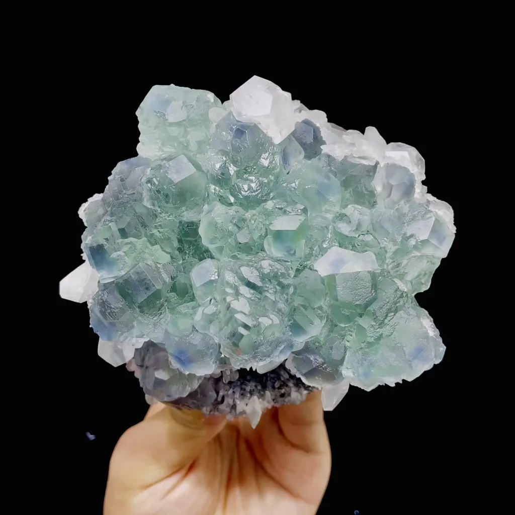 Natural Green Phantom Fluorite and Calcite Symbiosis comes from Fujian,China 115*105*60MM image