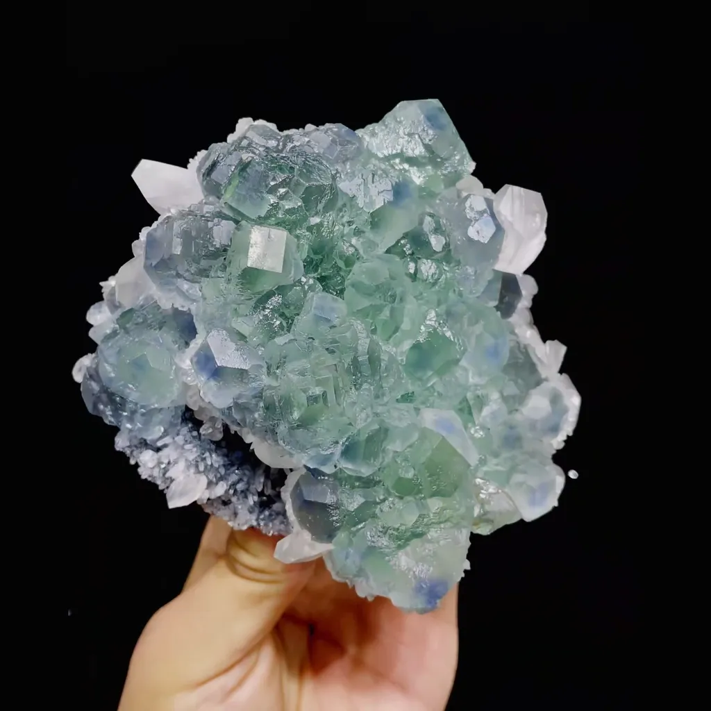 Natural Green Phantom Fluorite and Calcite Symbiosis comes from Fujian,China 115*105*60MM - image 7