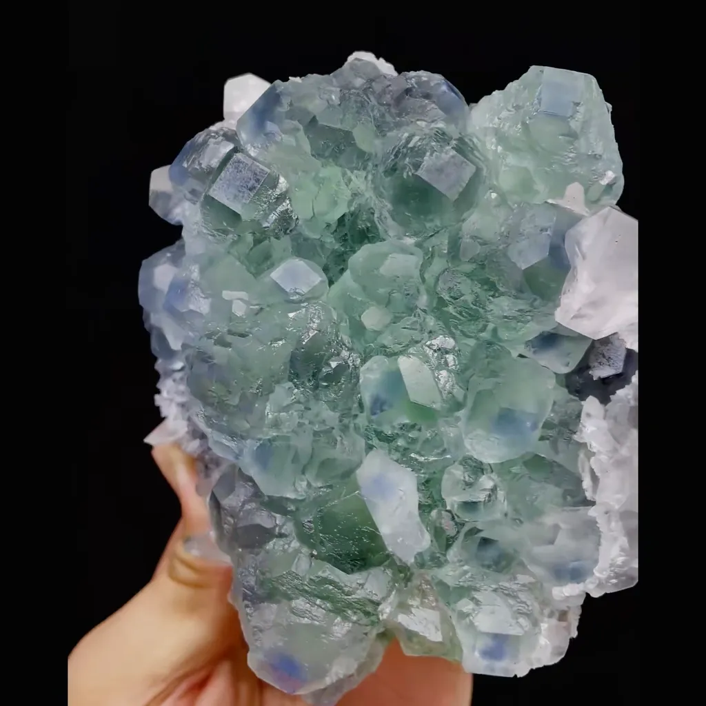 Natural Green Phantom Fluorite and Calcite Symbiosis comes from Fujian,China 115*105*60MM - image 5