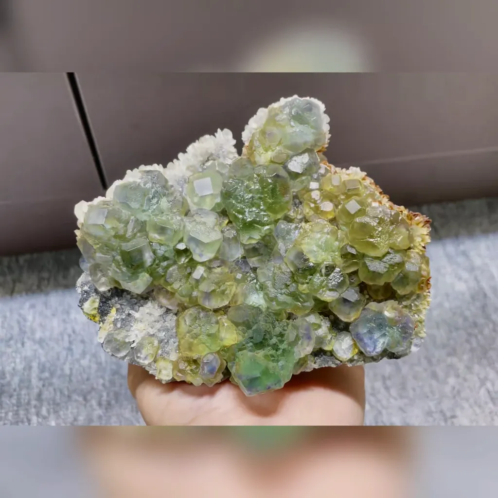 Natural Green Phantom Fluorite and Calcite Symbiosis comes from Fujian,China 130*100*40MM - image 4