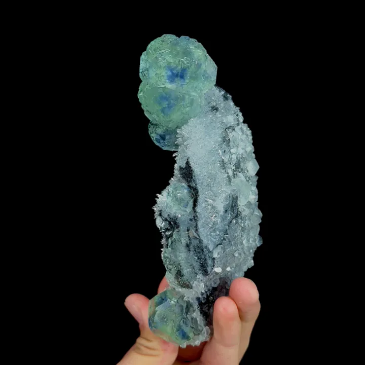 Natural Green Phantom Fluorite and Clear Quartz Cluster, Mineral Specimen:Fujian,China (60*145*40MM) - image 4