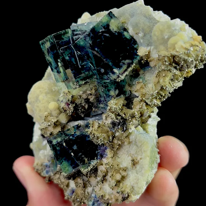 Natural Green Phantom Fluorite and Pyrite,Mica,Mineral Specimen:YINDU NEIMENGGU (90*40*70mm) - image 5