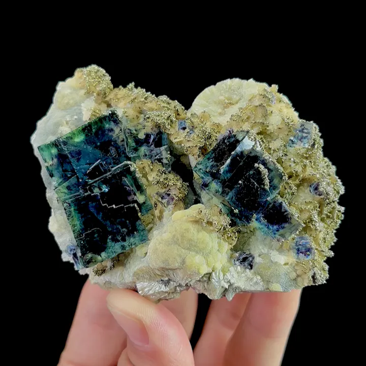 Natural Green Phantom Fluorite and Pyrite,Mica,Mineral Specimen:YINDU NEIMENGGU (90*40*70mm) image