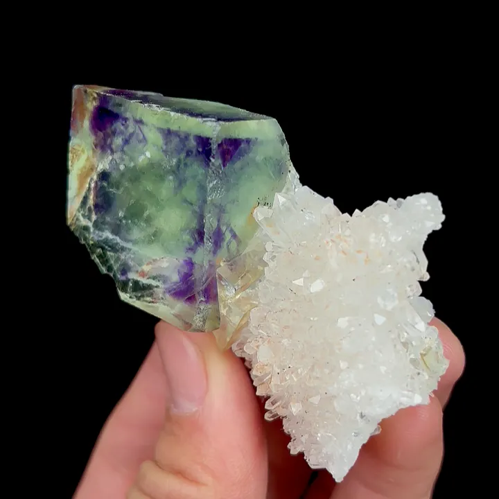 Natural Green Phantom Fluorite and Quartz Cluster, Mineral Specimen:Yaogangxian,Hunan (65*45*20MM) image
