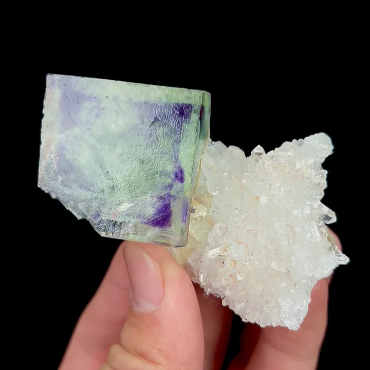 Natural Green Phantom Fluorite and Quartz Cluster, Mineral Specimen:Yaogangxian,Hunan (65*45*20MM) - image 3
